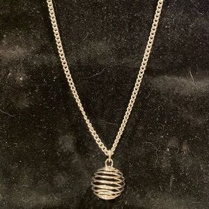 Silver Tone Spiral Pendant Necklace